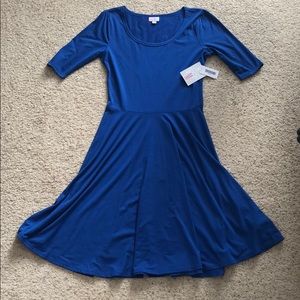 NWT Medium Solid Blue LulaRoe Nicole Dress